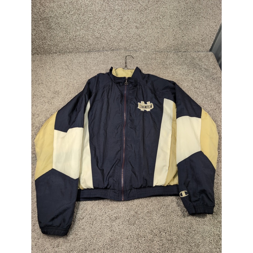 Champion‎ Notre Dame Fighting Irish Windbreaker Jacket Navy Gold Men's L